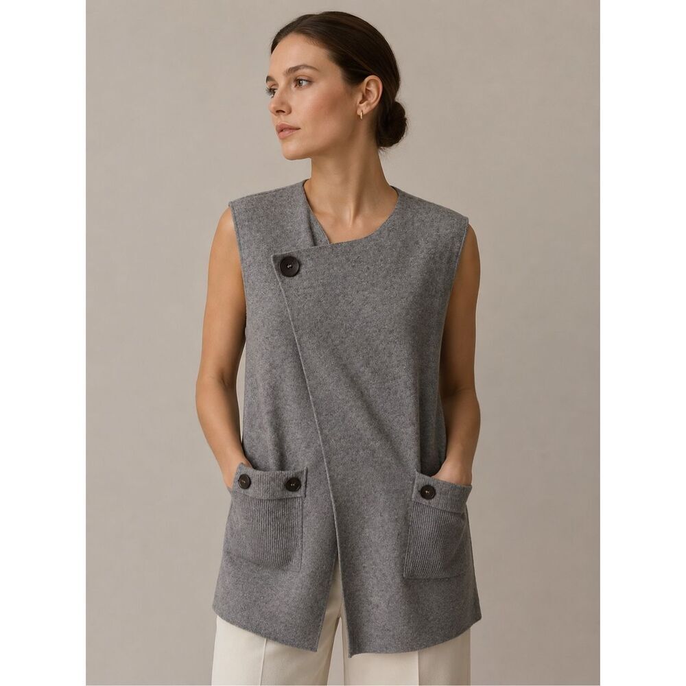 NWOT Kerisma Asymmetrical Wrap Knit Vest Sweater | Quiet Luxury Minimalist Layer